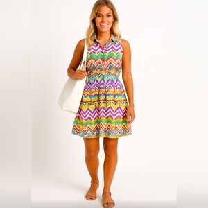 Emilio Pepe Sleeveless Dress Vibrant Multicolor Print, Small